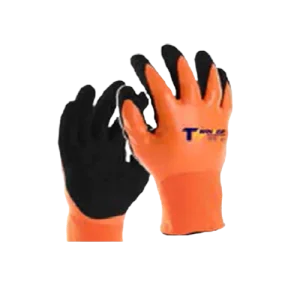 Orange safety hand gloves